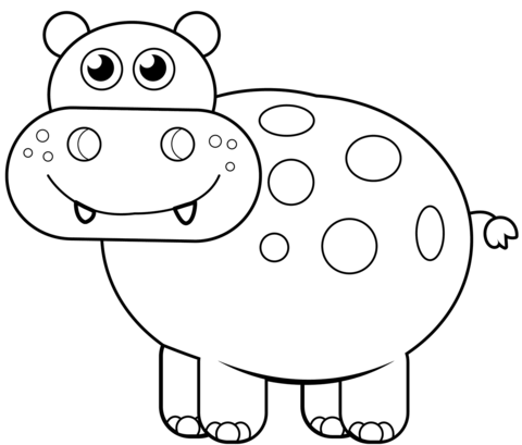 Cute Hippo Coloring Page